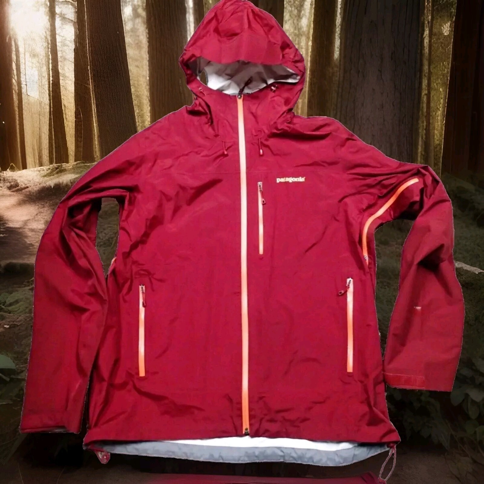 Patagonia H2no Rain Jacket Mens Xl Red Good Waterproof Hooded Shell Pit Zips